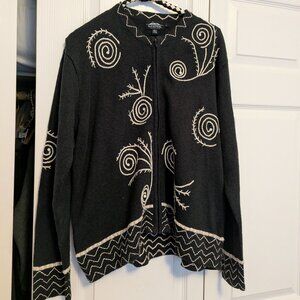 Size L Linen cotton blend Icelandic zip up sweater